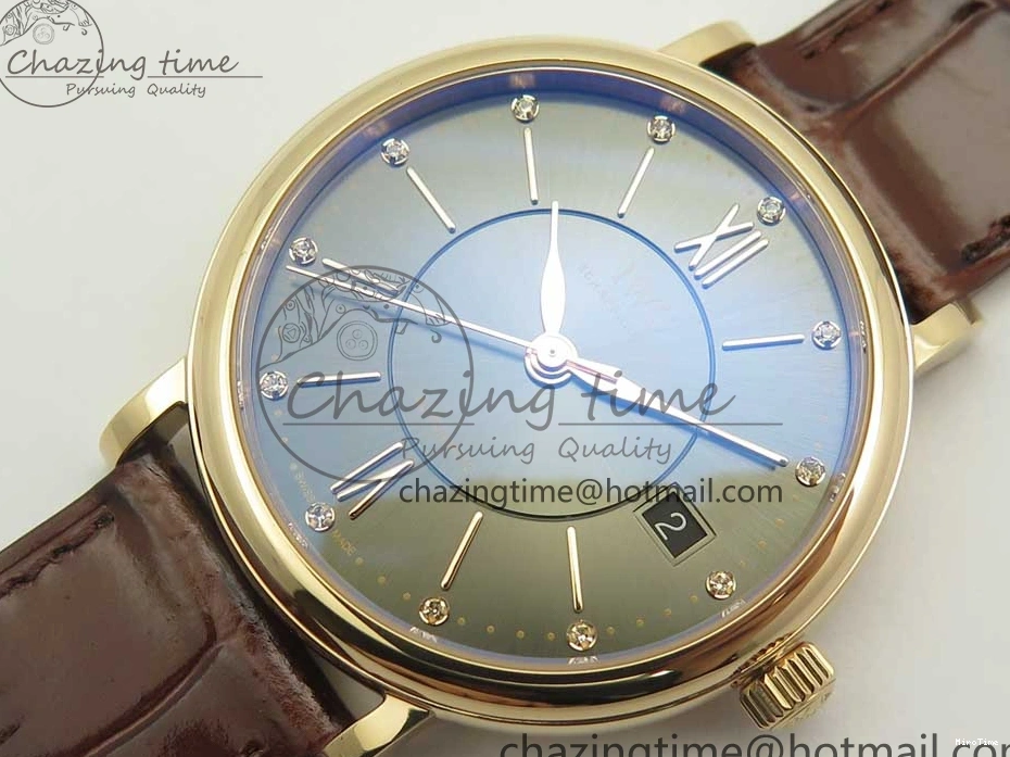 MIROTIME 0419 SportInspired Portofino IW458101 RG MK 1:1 Best Edition Gray Dial On Brown Leather Strap MIYOTA 7165